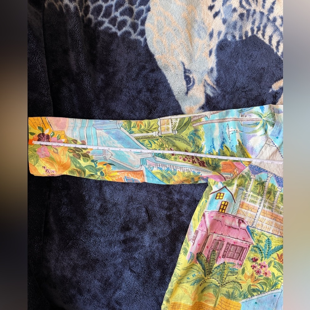 Keren Hart Colorful Scenic Village Print Button Jacket Women’s Large - Picture 7 of 9